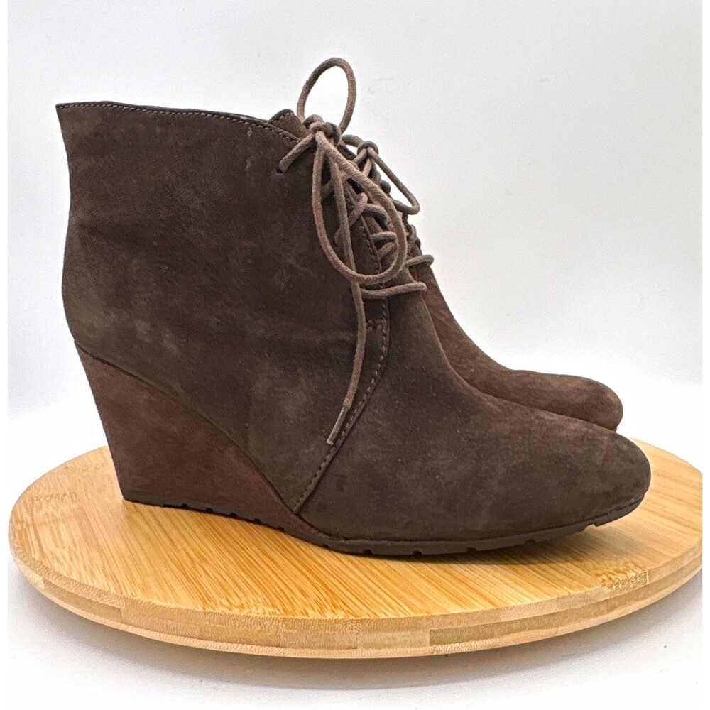 Clarks Brown Suede Lace-Up Wedge Ankle Bootie Round Toe Women’s 10M 26066441